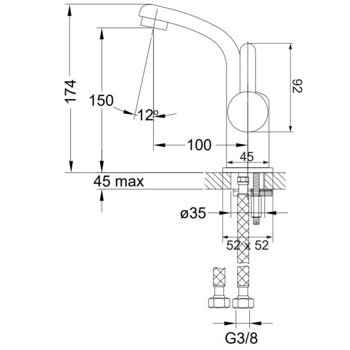 Bateria umywalkowa sztorcowa Omnires Darling czarna DA5010BL
