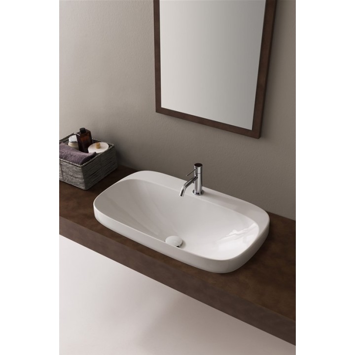 Umywalka wpuszczana w blat 72x42 cm SCARABEO MOON z otw. ardesia 551249
