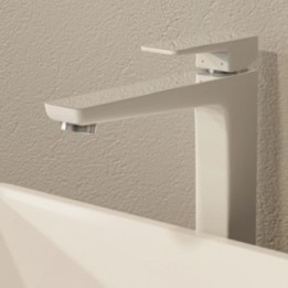 Bateria umywalkowa sztorcowa wysoka Omnires Parma chrom/biały PM7412CRB