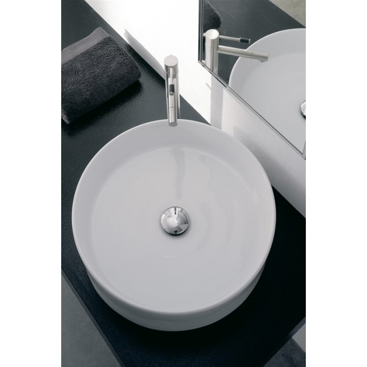 Umywalka nablatowa 45 cm SCARABEO THIN-LINE bez otw. biała 8029