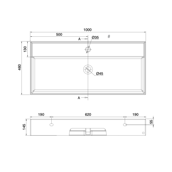 Umywalka 100x46 cm SCARABEO TEOREMA 2.0 z otw. piaskowa 5106/R-100A52