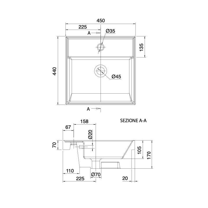 Umywalka wpuszczana 45x44 cm SCARABEO TEOREMA 2.0 z otw. perłowa 510841