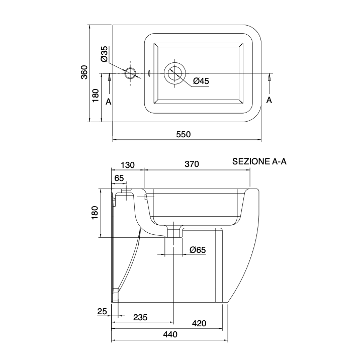 Bidet stojący 55x36 cm SCARABEO TEOREMA 2.0 lawa 513937