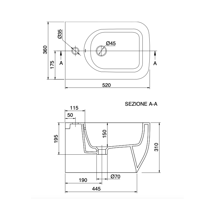 Bidet wiszący 52x36 cm SCARABEO TEOREMA 2.0 ardesia 512749