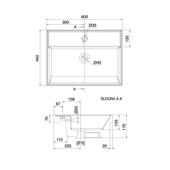 Umywalka 60x44 cm SCARABEO TEOREMA 2.0 z otw. perłowa 510941