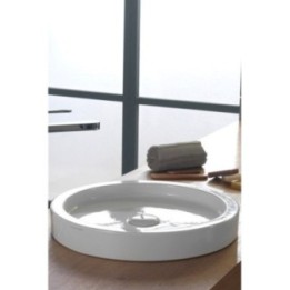 Umywalka nablatowa 42x6 cm SCARABEO BUCKET bez otw. biała 8810