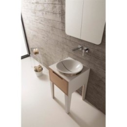 Umywalka wpuszczana w blat 45 cm SCARABEO MIZU bez otw. biała 9002