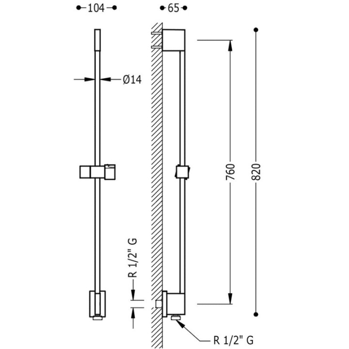 Drążek prysznicowy przesuwany 76 cm Tres stal 03493299AC