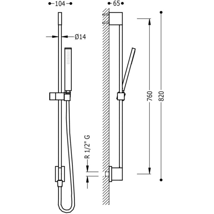 Zestaw prysznicowy 76 cm Tres czerń matowa 03493201NM