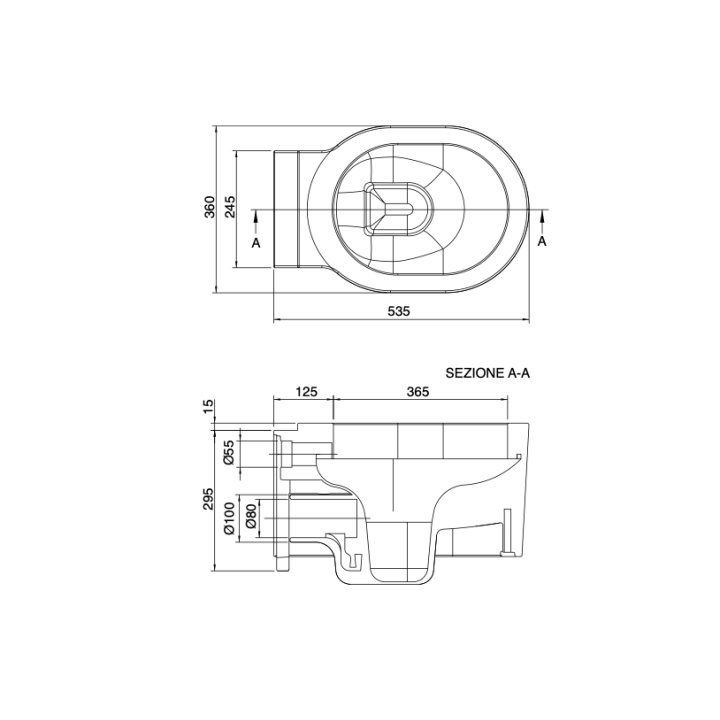 Miska WC wisząca 53,5x36 cm SCARABEO BUCKET biała 8812/CL