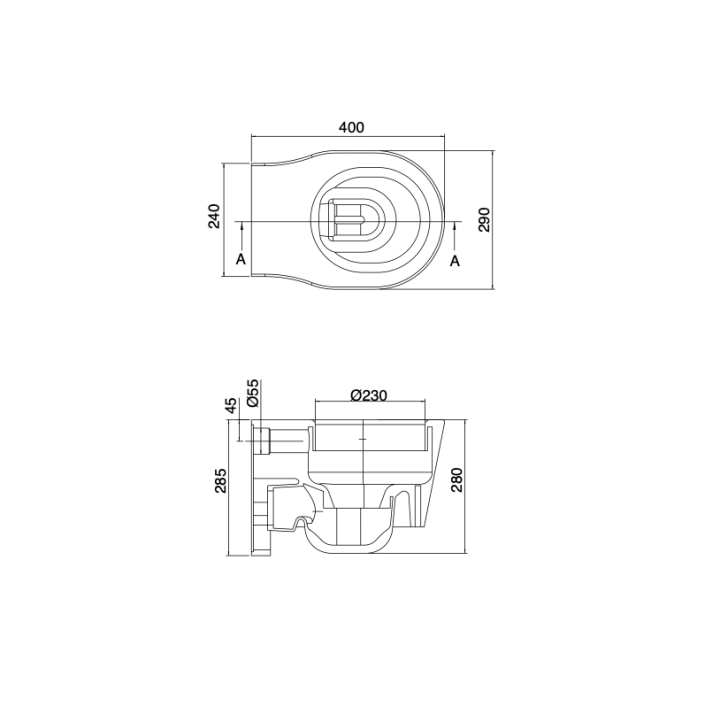 Miska WC 40x29 cm SCARABEO BUCKET biała 8815