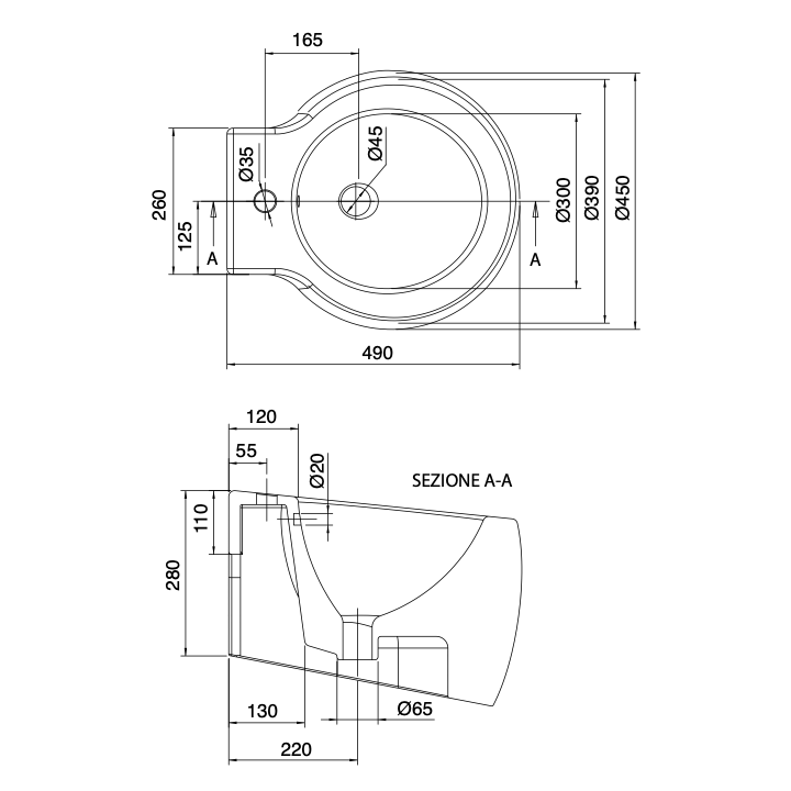 Bidet wiszący 50x45 cm SCARABEO PLANET biały 8106