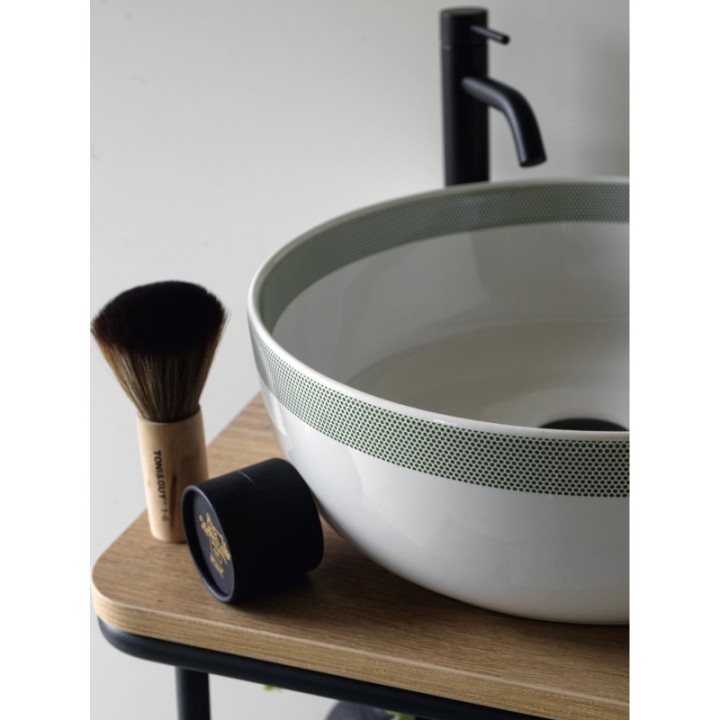 Umywalka nablatowa 39 cm SCARABEO GLAM bez otw. biała/różowa 1807FSR