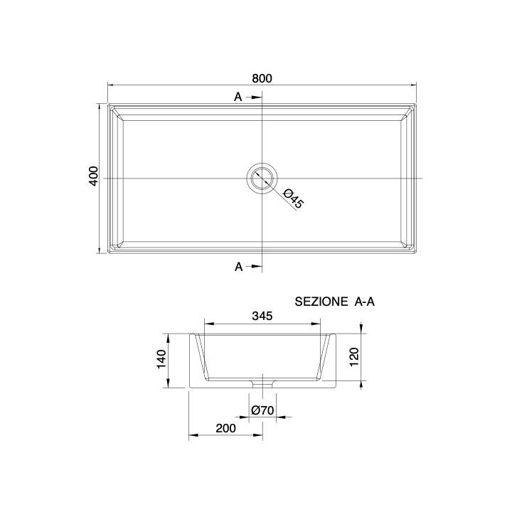 Umywalka 80x40 cm SCARABEO TEOREMA 2.0 bez otw. biała/czarna 5102RENR