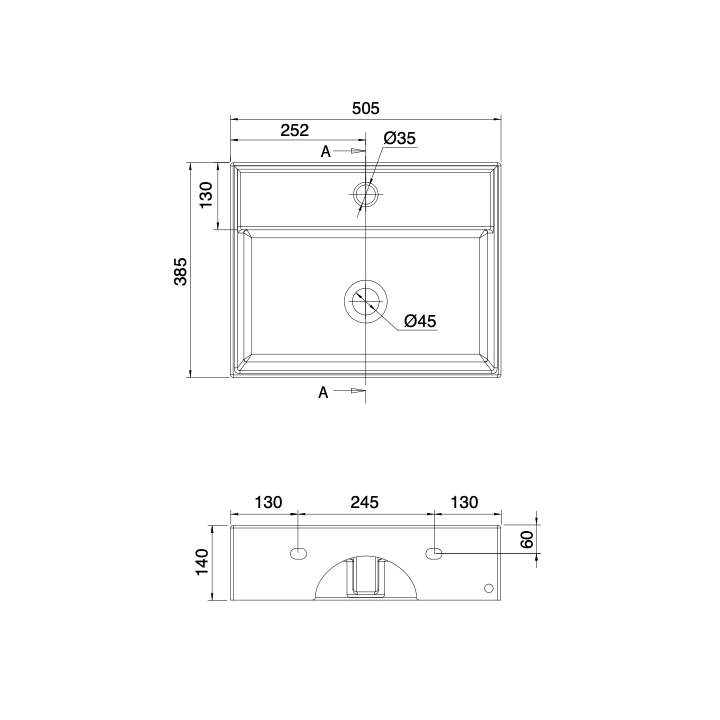 Umywalka 50,5x38,5 cm SCARABEO TEOREMA 2.0 z otw. biała/czarna 5111RENR