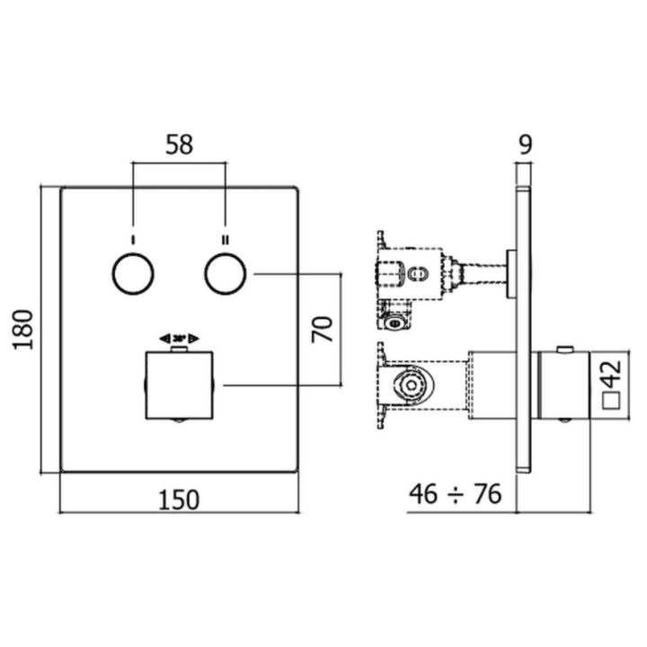 Bateria termostatyczna 2-drożna z CPBOX PAFFONI ELLE chrom CPT518CR
