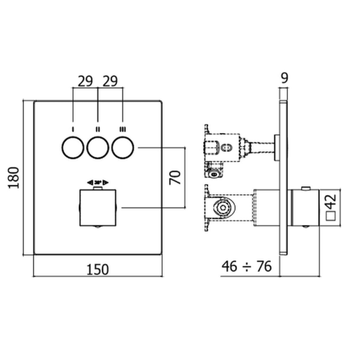 Bateria termostatyczna 3-drożna z CPBOX PAFFONI ELLE chrom CPT519CR
