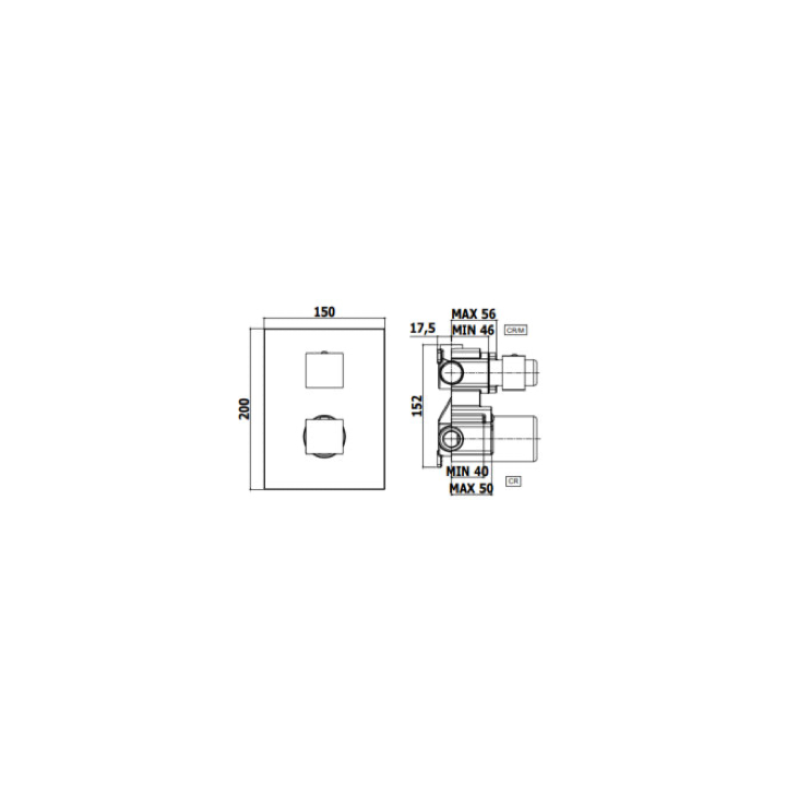 Zestaw natryskowy TERMOSTAT 40/25x25 cm PAFFONI LEVEL chrom LEQ518ZSC3FCR