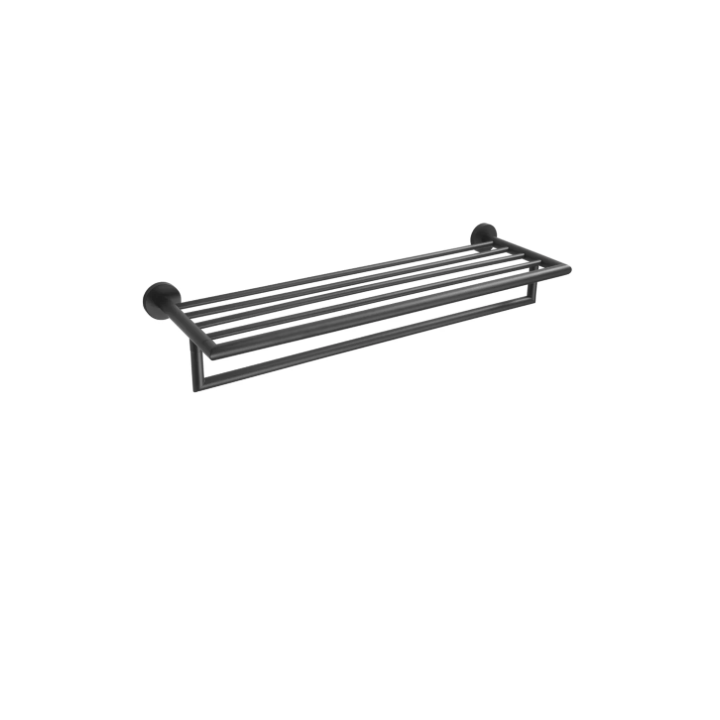 Półka na ręczniki z relingiem Stella Classic czarny mat 07.02060-B