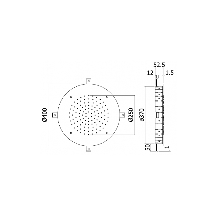 Deszczownica 40 cm PAFFONI LOS ANGELES chrom ZSOF303CR