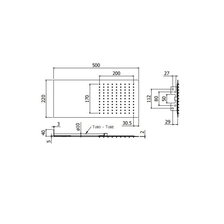 Deszczownica 50x22 cm PAFFONI SLIM chrom ZSOF117CR