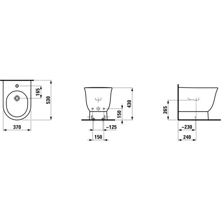 Bidet Laufen The New Classic 370x560 mm z otw. biały LCC H8328514003021
