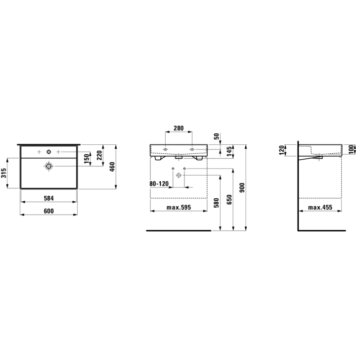 Umywalka Laufen Kartell 600x460 mm bez otw. biała LCC H8103334001091