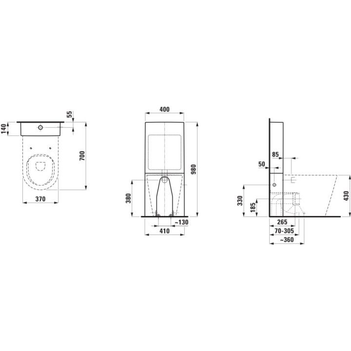 Miska WC stojąca 370x560 mm LAUFEN KARTELL biała LCC H8233374000001