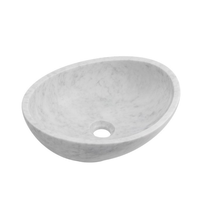 Kamienna umywalka AD naturalnie Kelud nablatowa 410x335x140mm biały marmur KUN-001BI