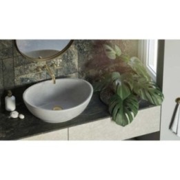 Kamienna umywalka AD naturalnie Kelud nablatowa 410x335x140mm szary marmur KUN-001SZ