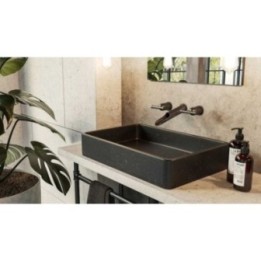 Kamienna umywalka nablatowa AD naturalnie 610x410x115mm czarny granit KUN-004CZ