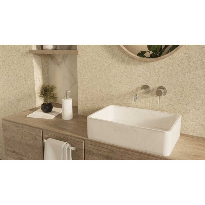 Kamienna umywalka nablatowa AD naturalnie ETNA MINI 450x300x115mm biały marmur KUN-004BI-M