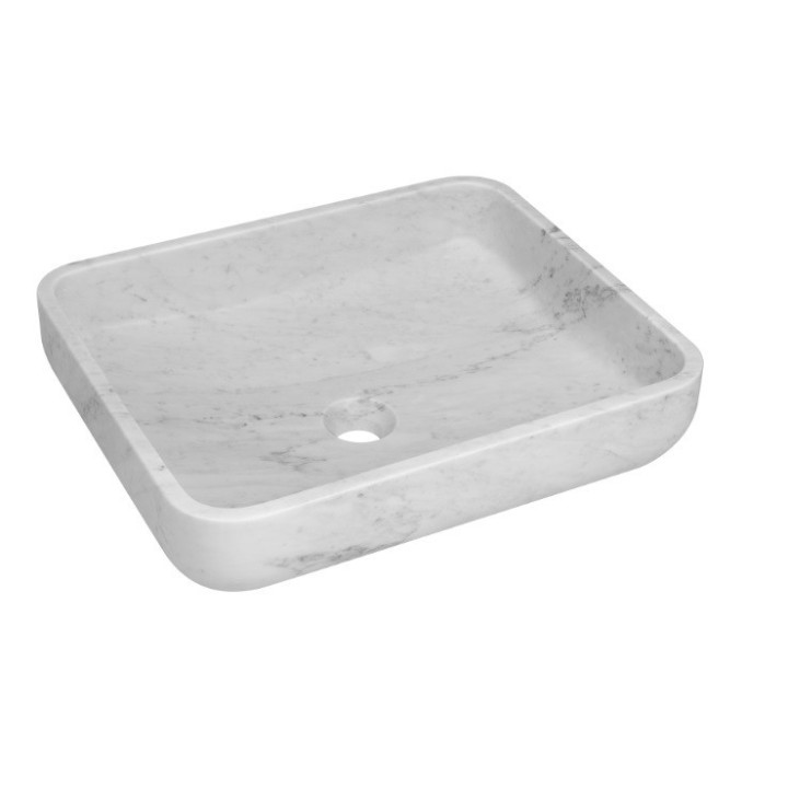 Kamienna umywalka nablatowa AD naturalnie GALERAS 510x410x140mm biały marmur KUN-005BI