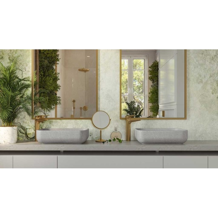 Kamienna umywalka nablatowa AD naturalnie GALERAS 510x410x140mm szary marmur KUN-005SZ