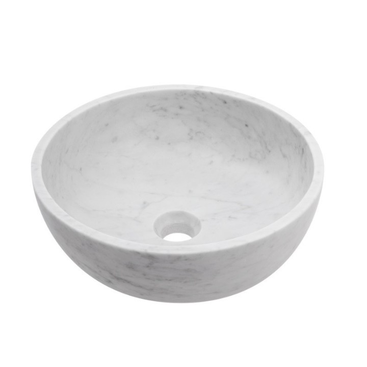 Kamienna umywalka nablatowa AD naturalnie APO 380x380x150mm biały marmur KUN-006BI