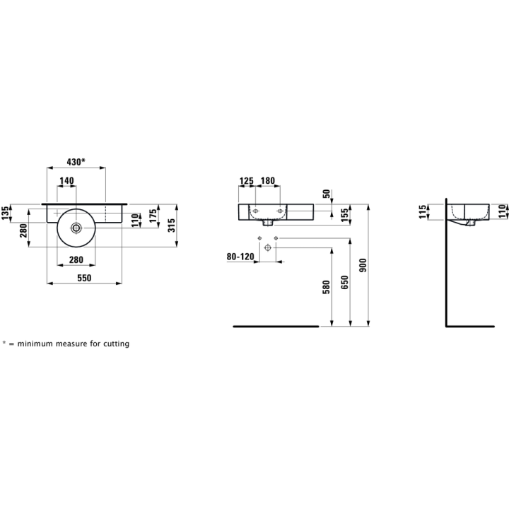 Umywalka Laufen Val 550x315 mm bez otw. biały mat H8152837571091