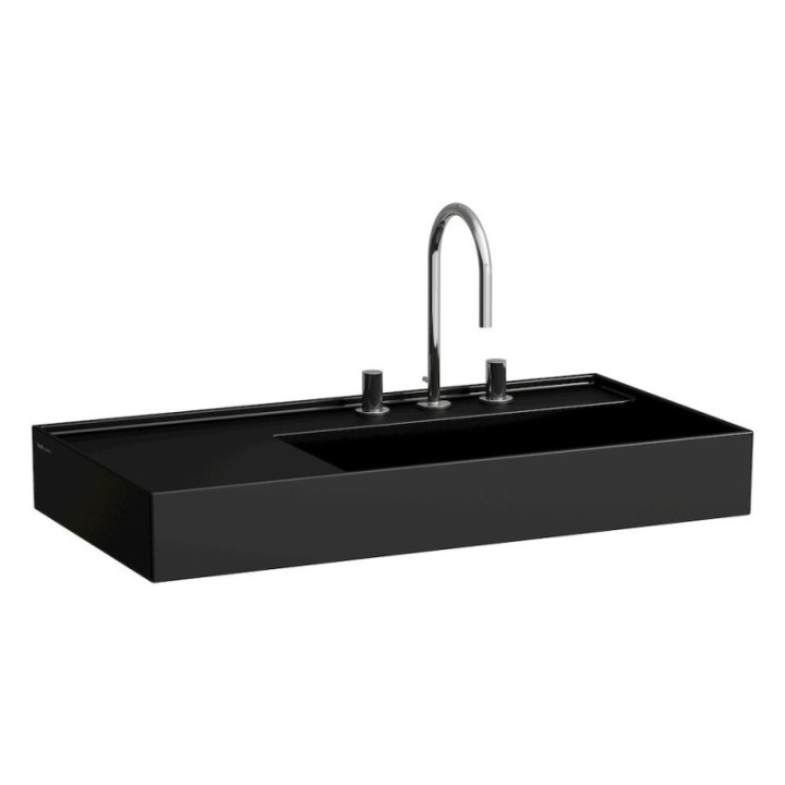 Umywalka Laufen Kartell 900x460 mm blat po lewej bez otw. czarny mat H8103397161121