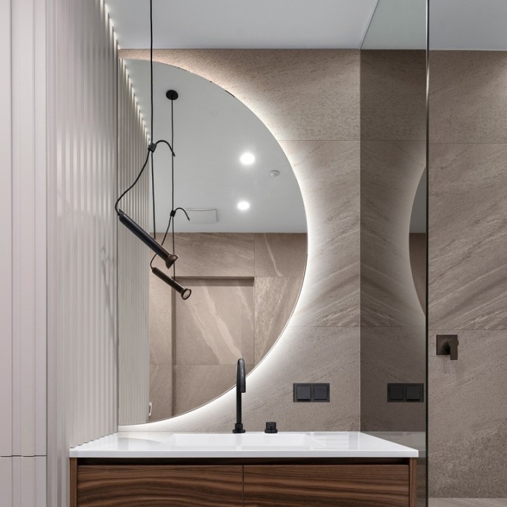 Lustro 1/2 fi 170 cm GIERADESIGN DIMIDIUM białe DIM/LED/170