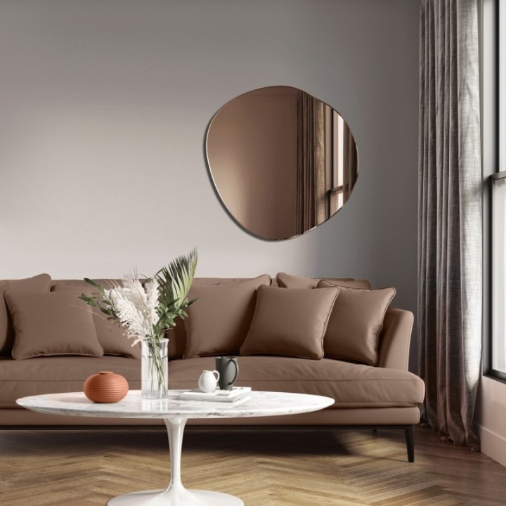 Lustro nieregularne 60 cm GIERADESIGN LAPIS brązowe LAP/BR/60