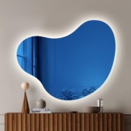 Lustro 100x81 cm GIERADESIGN PLAMA NO.5 niebieskie PLA/5/BL/LED/C/4000K