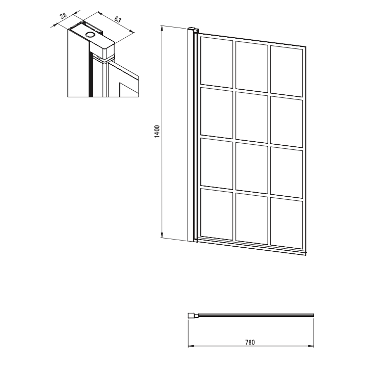 Parawan nawannowy 80x140 cm DEANTE nero KTJ_N72P