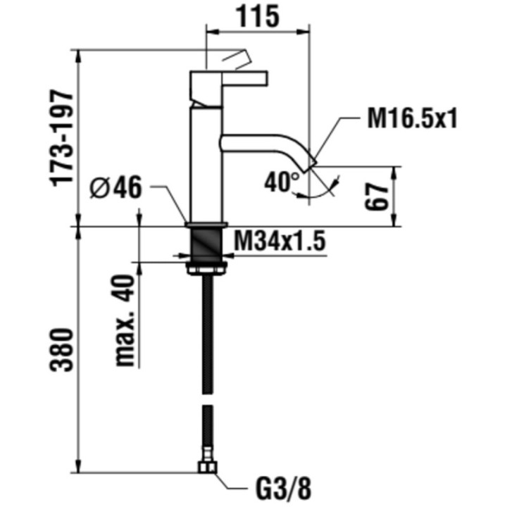 Bateria umywalkowa 115 mm LAUFEN KARTELL bez korka stal szczotkowana H3113310901001