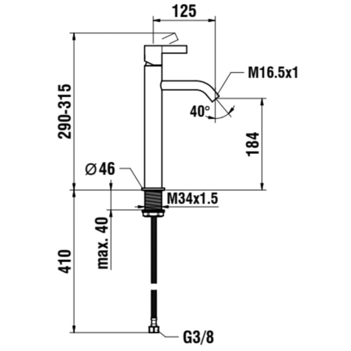 Bateria umywalkowa 125 mm LAUFEN KARTELL bez korka stal szczotkowana H3113380901201