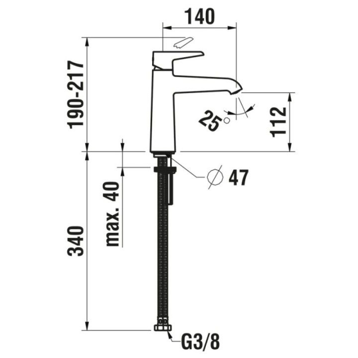 Bateria umywalkowa 140 mm LAUFEN PURE bez korka chrom HF901704100000