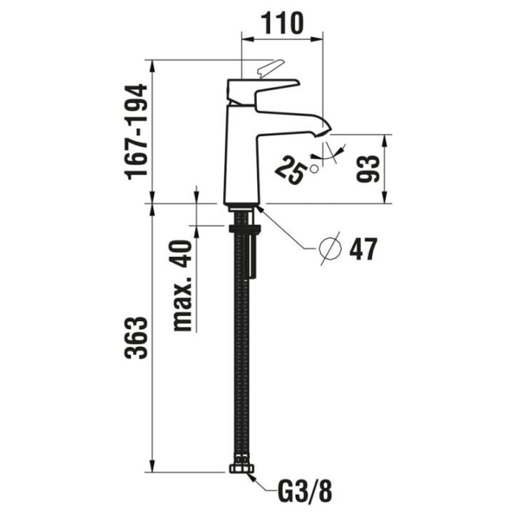Bateria umywalkowa 110 mm LAUFEN PURE bez korka chrom HF901702100000