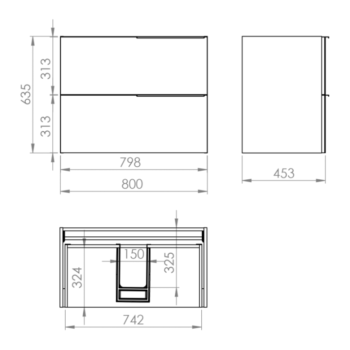 Szafka podumywalkowa 80x63,5x45,3 cm ELITA SOHO 80 2S czarny mat 168743