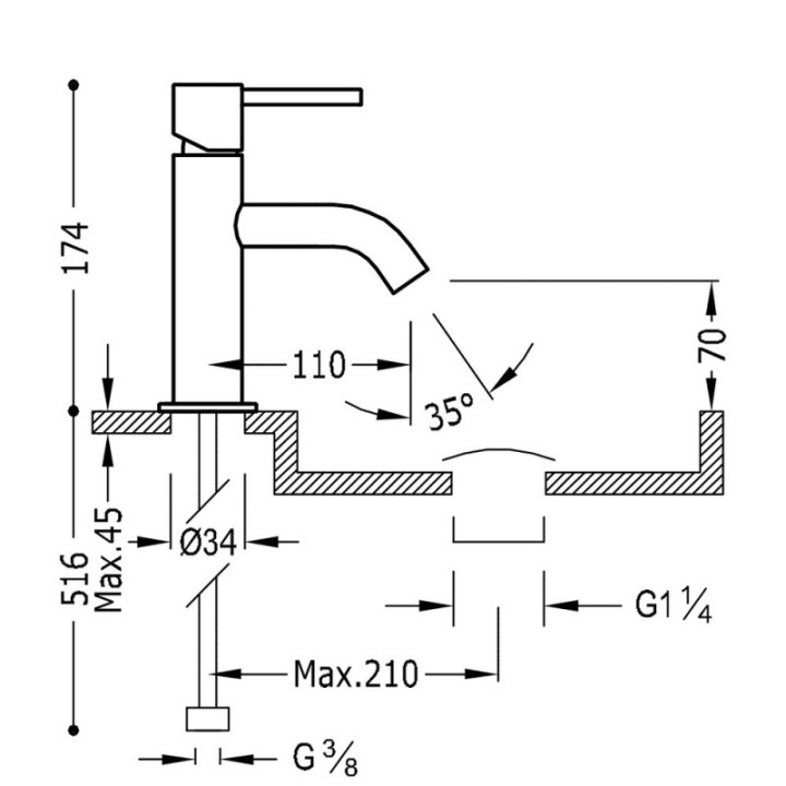 Tres Study-Tres bateria umywalkowa chrom 26290301