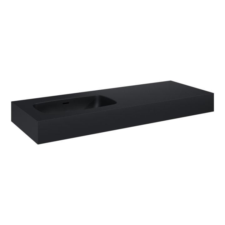 Umywalka ścienna 121x12x46 cm ELITA DIMPLE 120 z lewej czarny mat 168871
