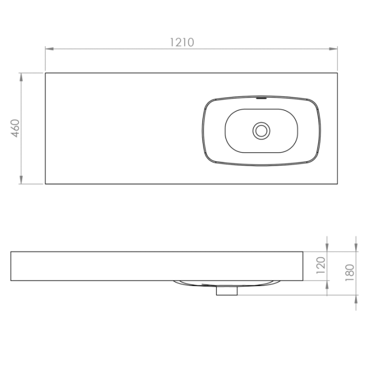 Umywalka 121x12x46 cm ELITA DIMPLE 120 z prawej stone matt 168877
