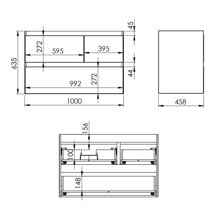 Szafka 100x63,5x45,8 cm ELITA SPLIT 100 3S L fume matt 169011